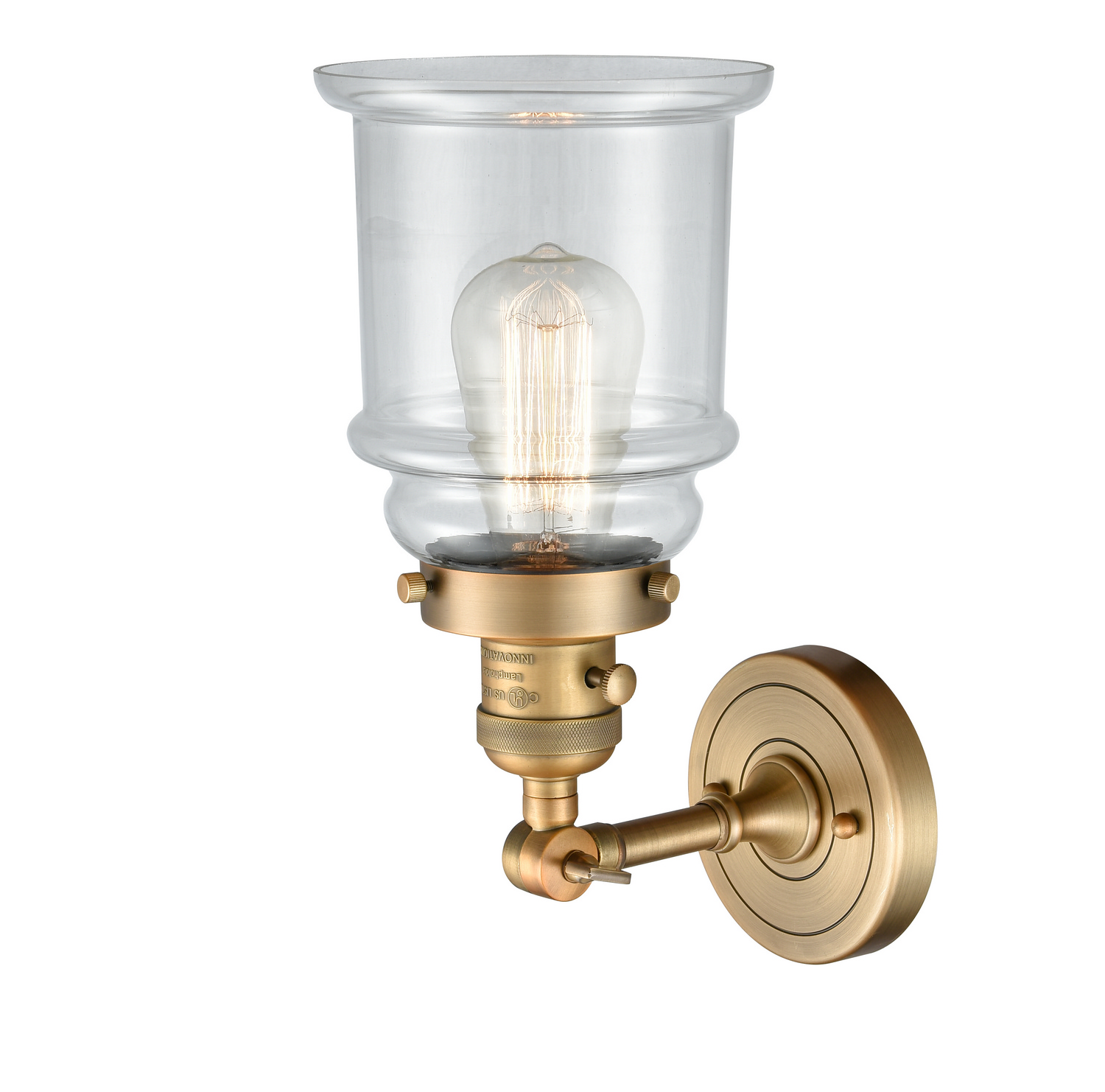 One Light Wall Sconce by Innovations - Franklin Restoration Collection, Brushed Brass Finish - 203SW-BB-G182
