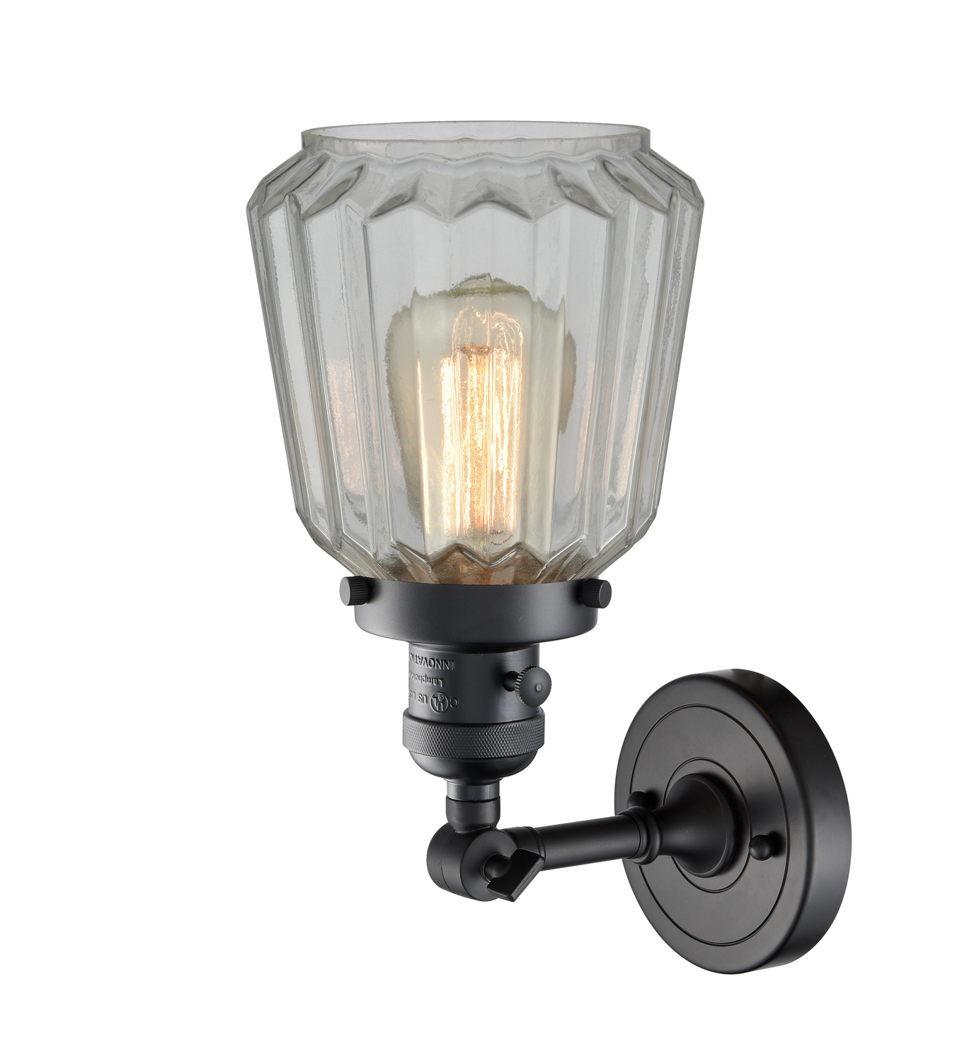 One Light Wall Sconce by Innovations - Franklin Restoration Collection, Matte Black Finish - 203SW-BK-G142