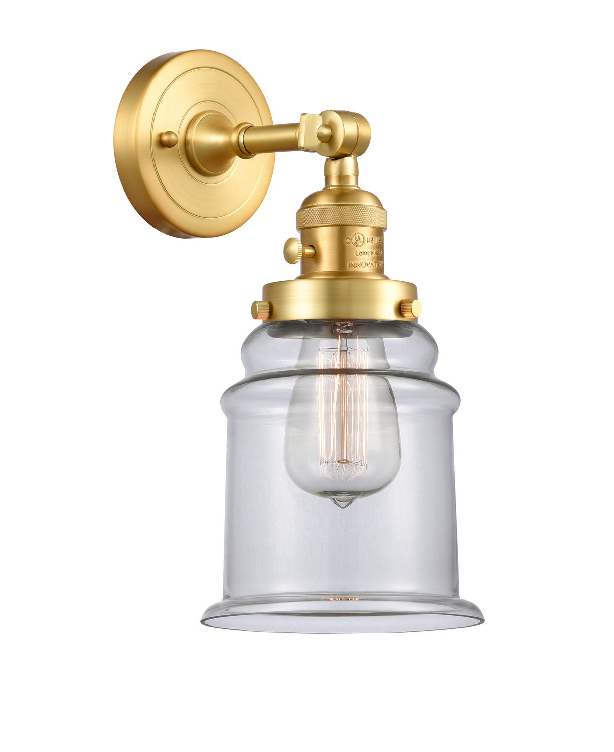 One Light Wall Sconce by Innovations - Franklin Restoration Collection, Satin Gold Finish - 203SW-SG-G182
