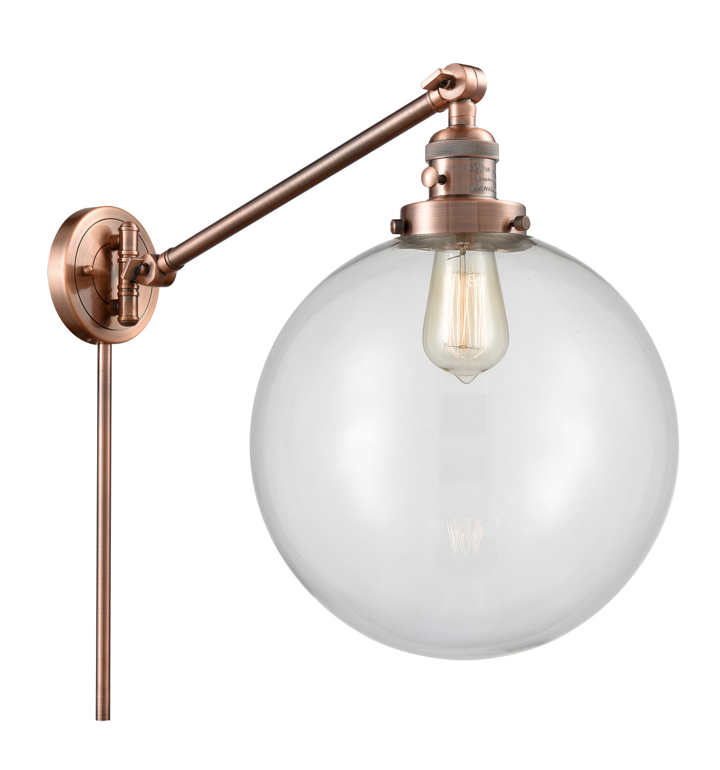 One Light Swing Arm by Innovations - Franklin Restoration Collection, Antique Copper Finish - 237-AC-G202-12