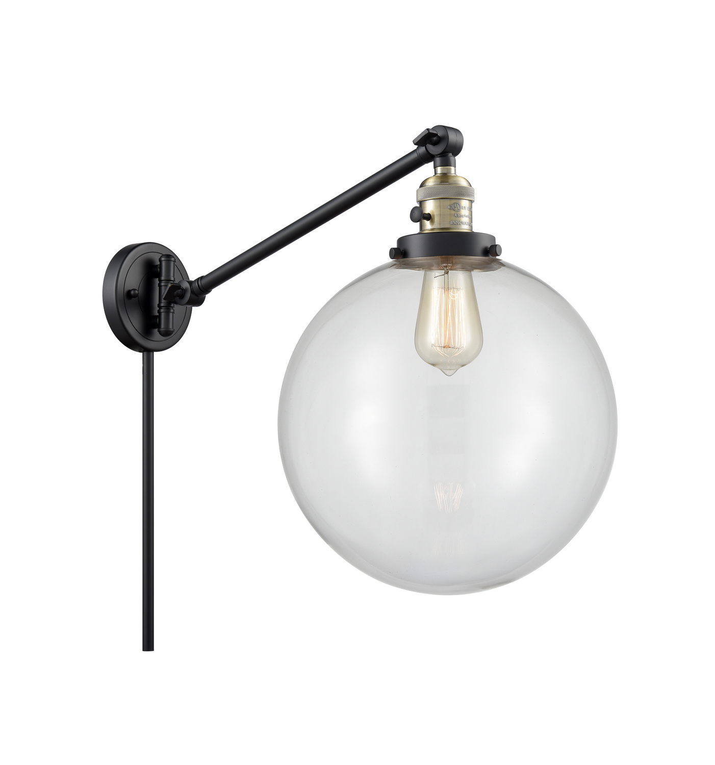 One Light Swing Arm by Innovations - Franklin Restoration Collection, Black Antique Brass Finish - 237-BAB-G202-12
