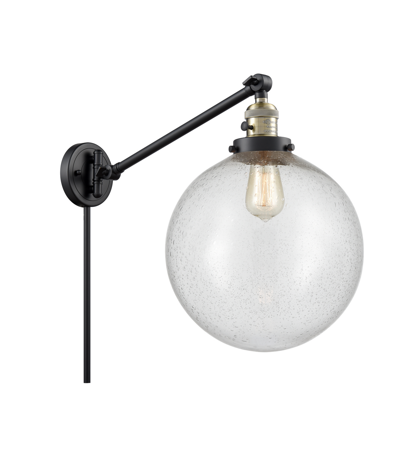 One Light Swing Arm by Innovations - Franklin Restoration Collection, Black Antique Brass Finish - 237-BAB-G204-12