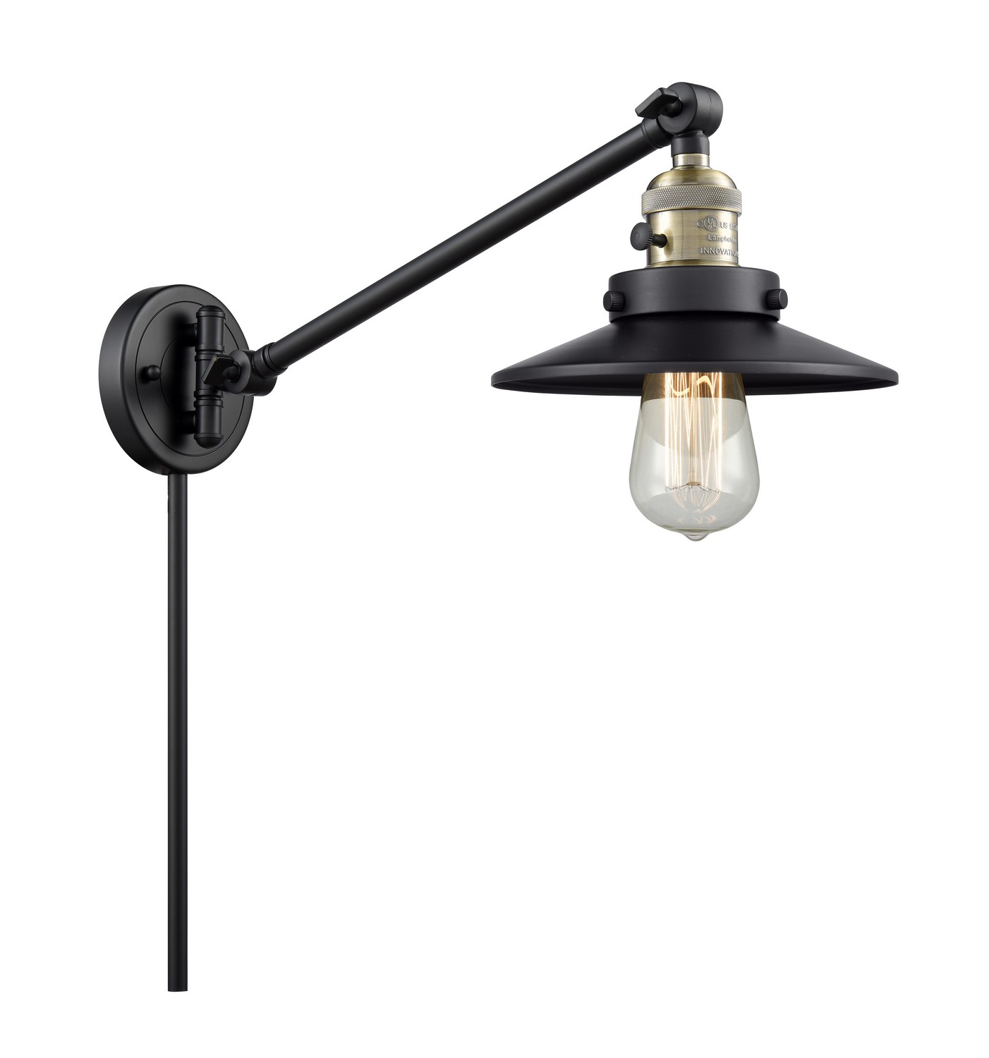 LED Swing Arm by Innovations - Franklin Restoration Collection, Black Antique Brass Finish - 237-BAB-M6-BK-LED