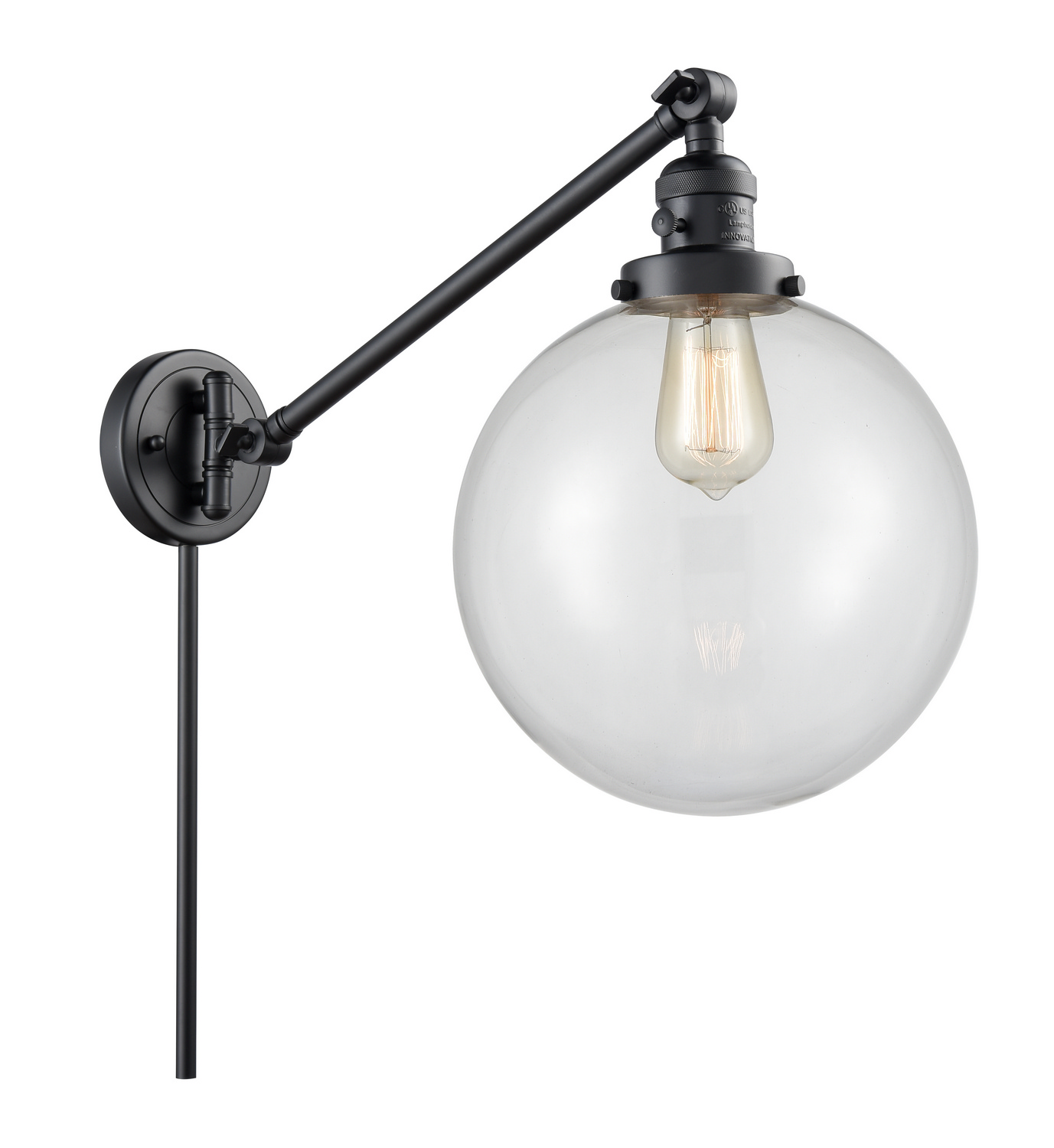 LED Swing Arm by Innovations - Franklin Restoration Collection, Matte Black Finish - 237-BK-G202-10-LED