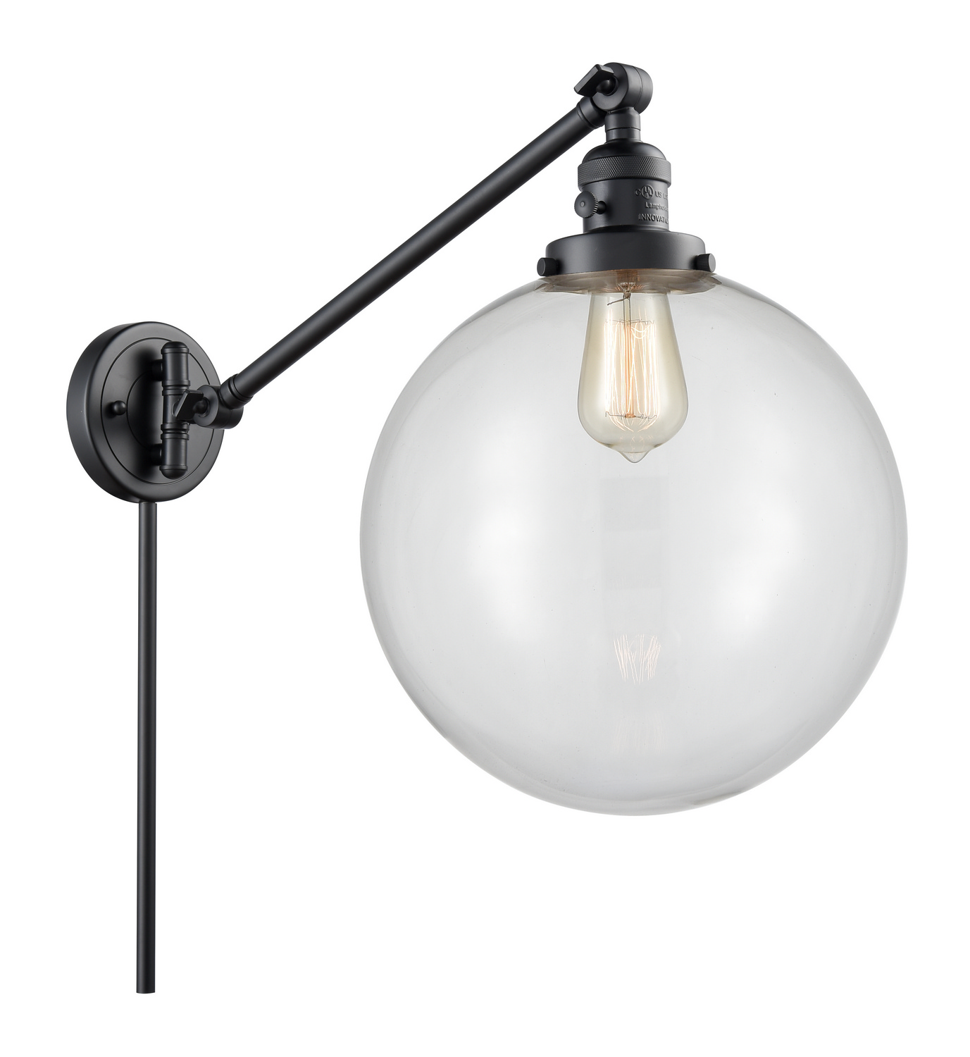 One Light Swing Arm by Innovations - Franklin Restoration Collection, Matte Black Finish - 237-BK-G202-12
