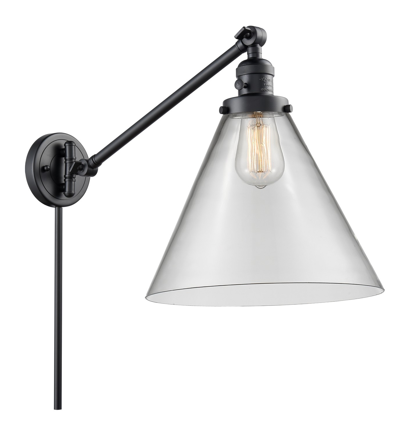 LED Swing Arm by Innovations - Franklin Restoration Collection, Matte Black Finish - 237-BK-G42-L-LED