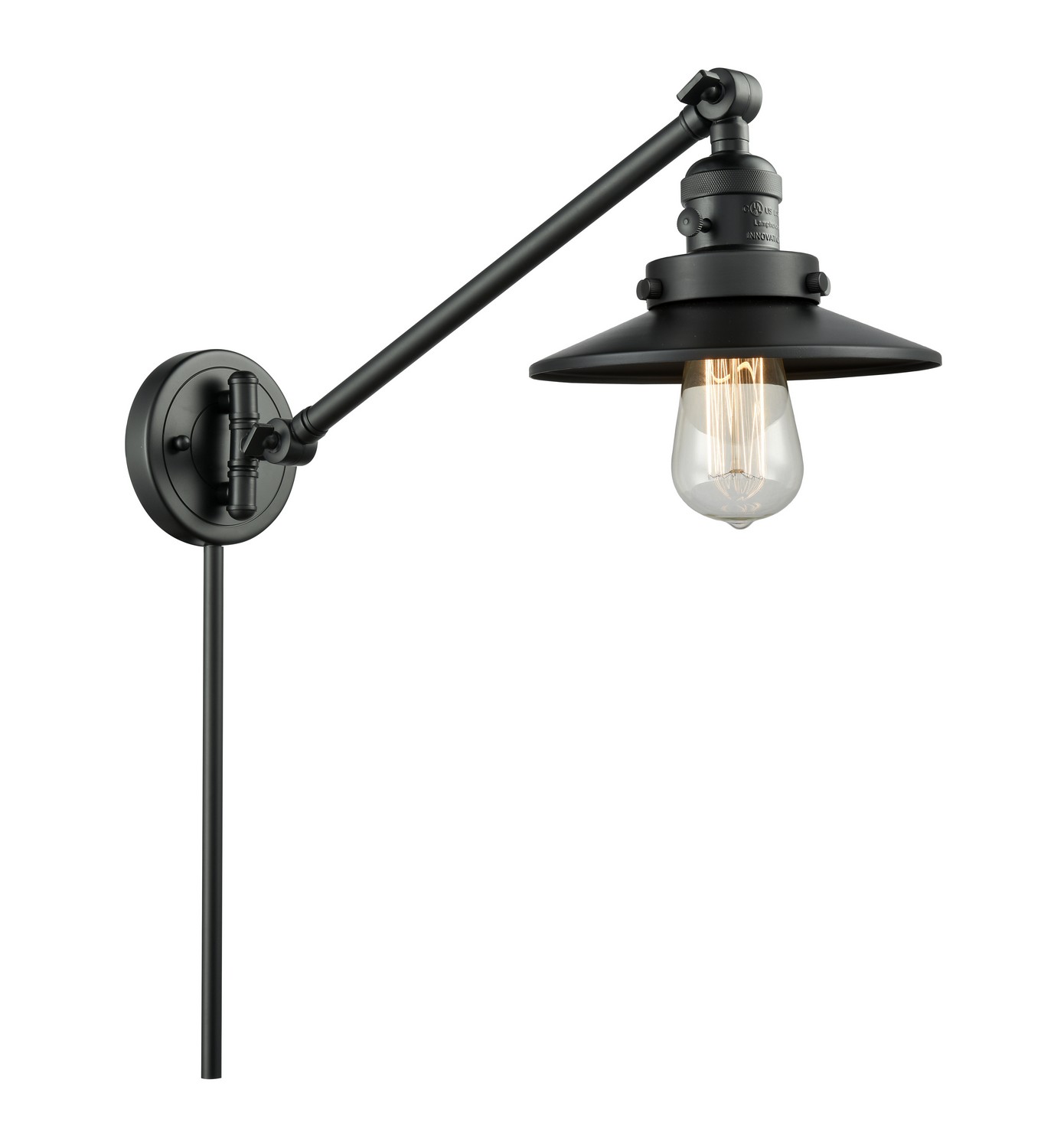 LED Swing Arm by Innovations - Franklin Restoration Collection, Matte Black Finish - 237-BK-M6-BK-LED