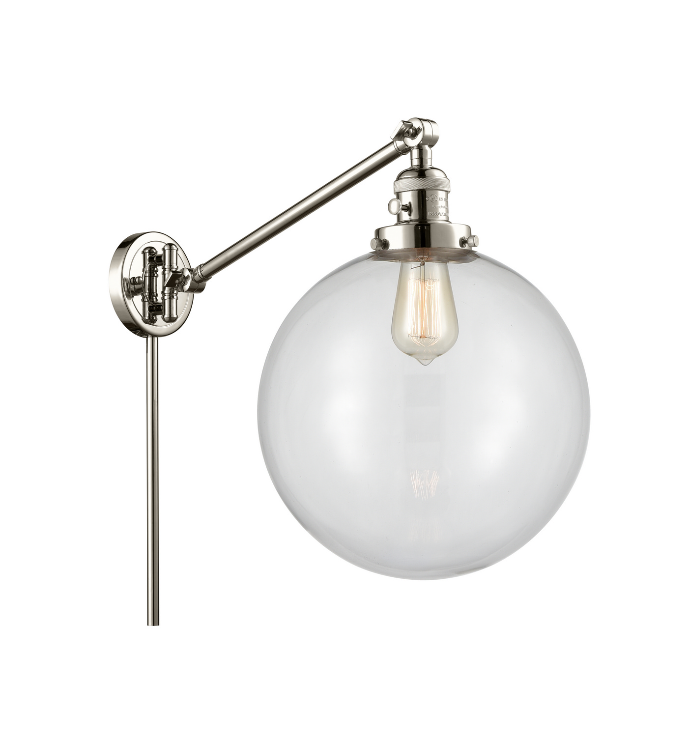One Light Swing Arm by Innovations - Franklin Restoration Collection, Polished Nickel Finish - 237-PN-G202-12