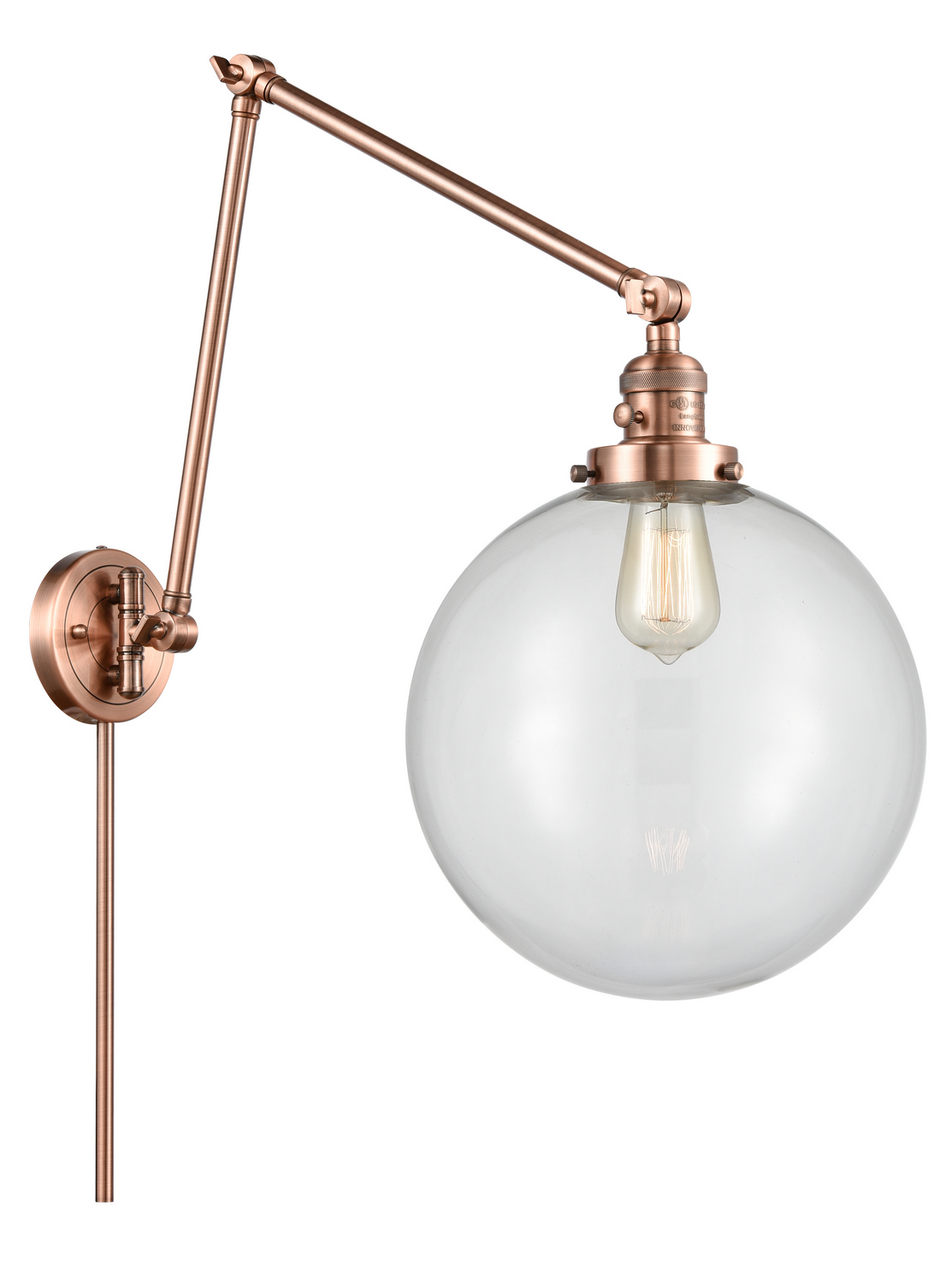 One Light Swing Arm by Innovations - Franklin Restoration Collection, Antique Copper Finish - 238-AC-G202-12