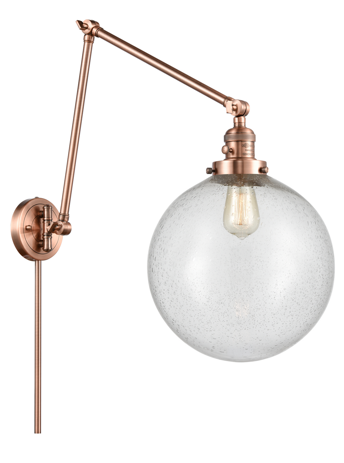 One Light Swing Arm by Innovations - Franklin Restoration Collection, Antique Copper Finish - 238-AC-G204-12