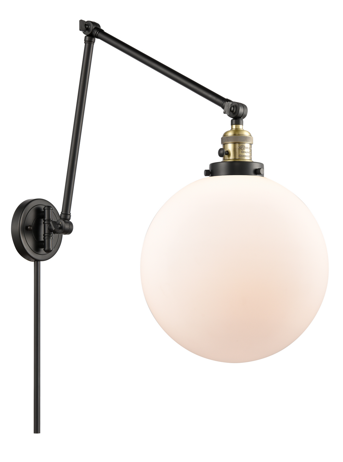 One Light Swing Arm by Innovations - Franklin Restoration Collection, Black Antique Brass Finish - 238-BAB-G201-12