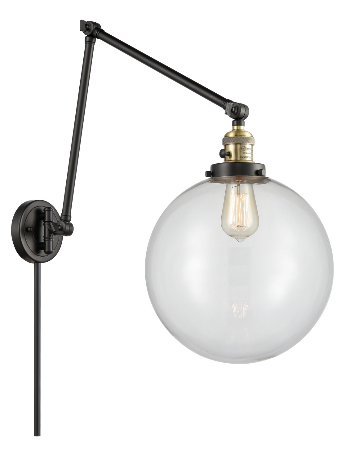 One Light Swing Arm by Innovations - Franklin Restoration Collection, Black Antique Brass Finish - 238-BAB-G202-12