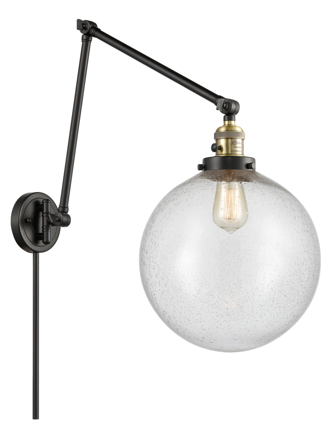 One Light Swing Arm by Innovations - Franklin Restoration Collection, Black Antique Brass Finish - 238-BAB-G204-12
