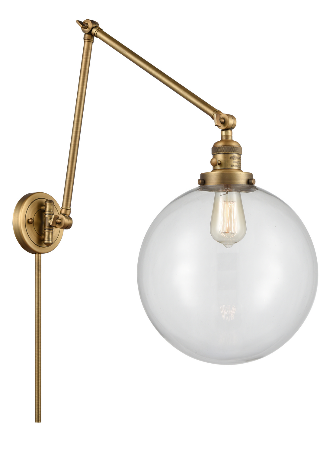 One Light Swing Arm by Innovations - Franklin Restoration Collection, Brushed Brass Finish - 238-BB-G202-12