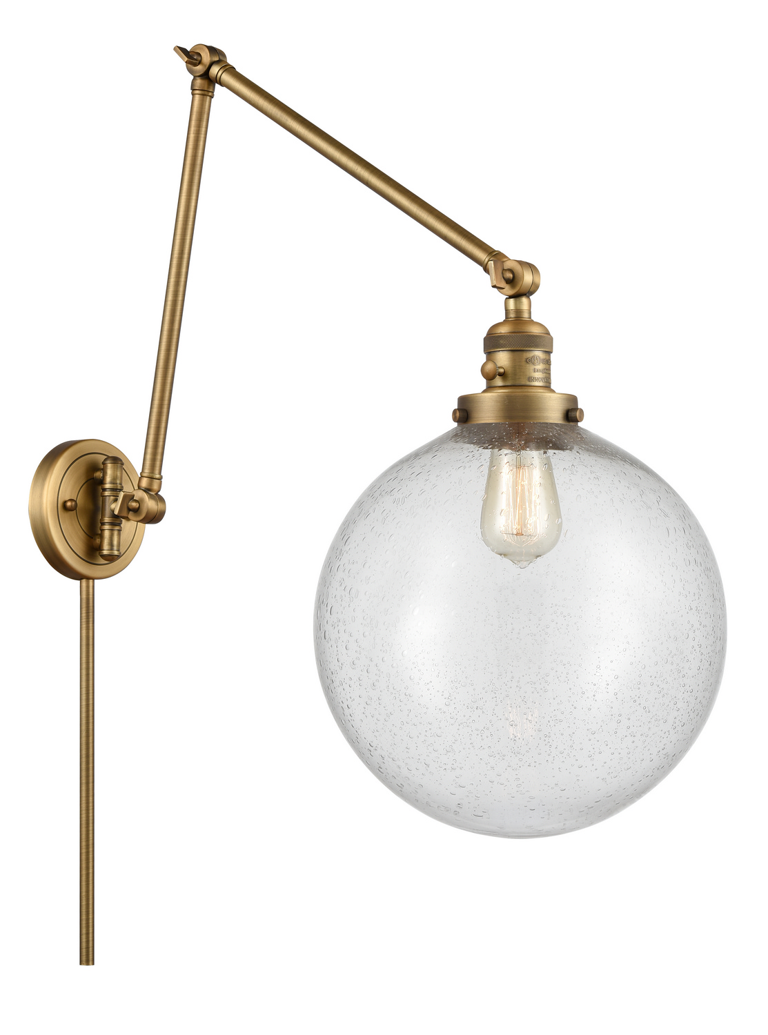 One Light Swing Arm by Innovations - Franklin Restoration Collection, Brushed Brass Finish - 238-BB-G204-12