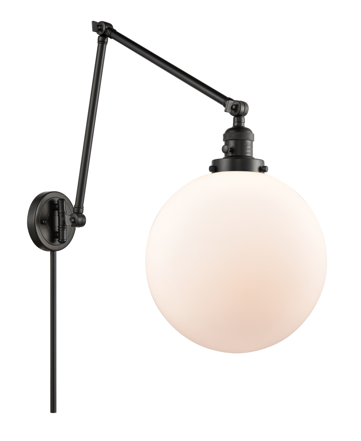 One Light Swing Arm by Innovations - Franklin Restoration Collection, Matte Black Finish - 238-BK-G201-12