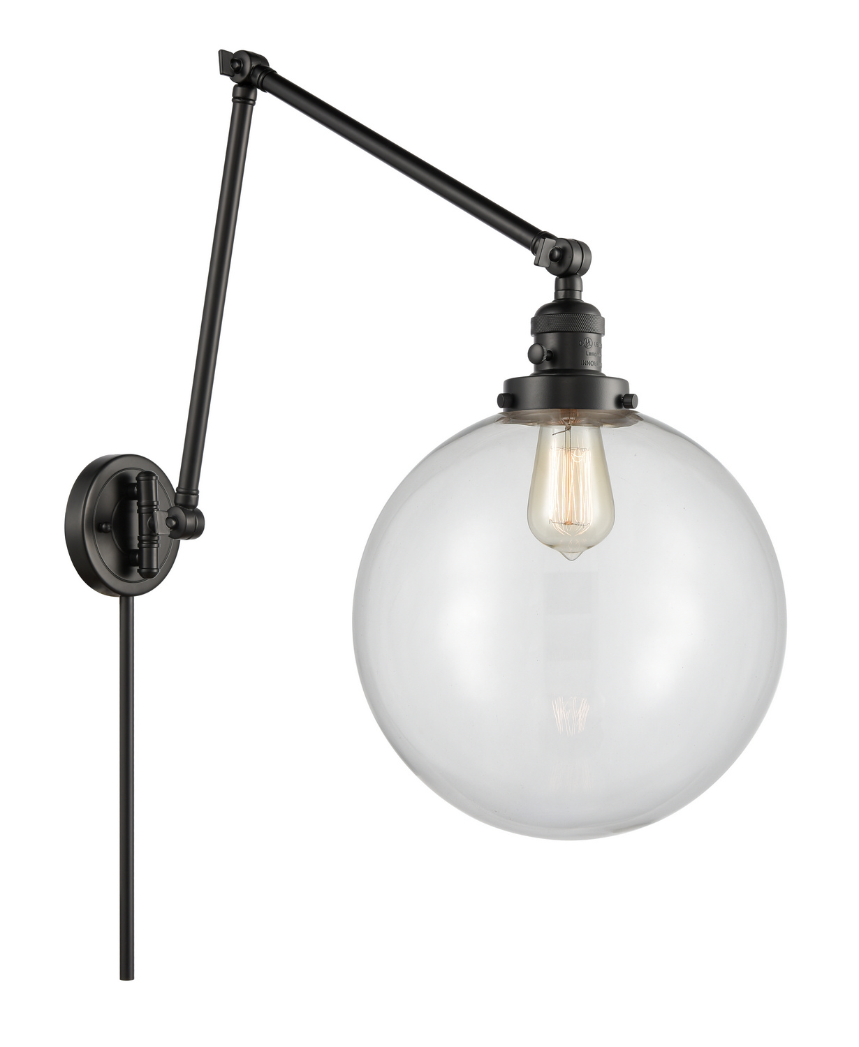 One Light Swing Arm by Innovations - Franklin Restoration Collection, Matte Black Finish - 238-BK-G202-12