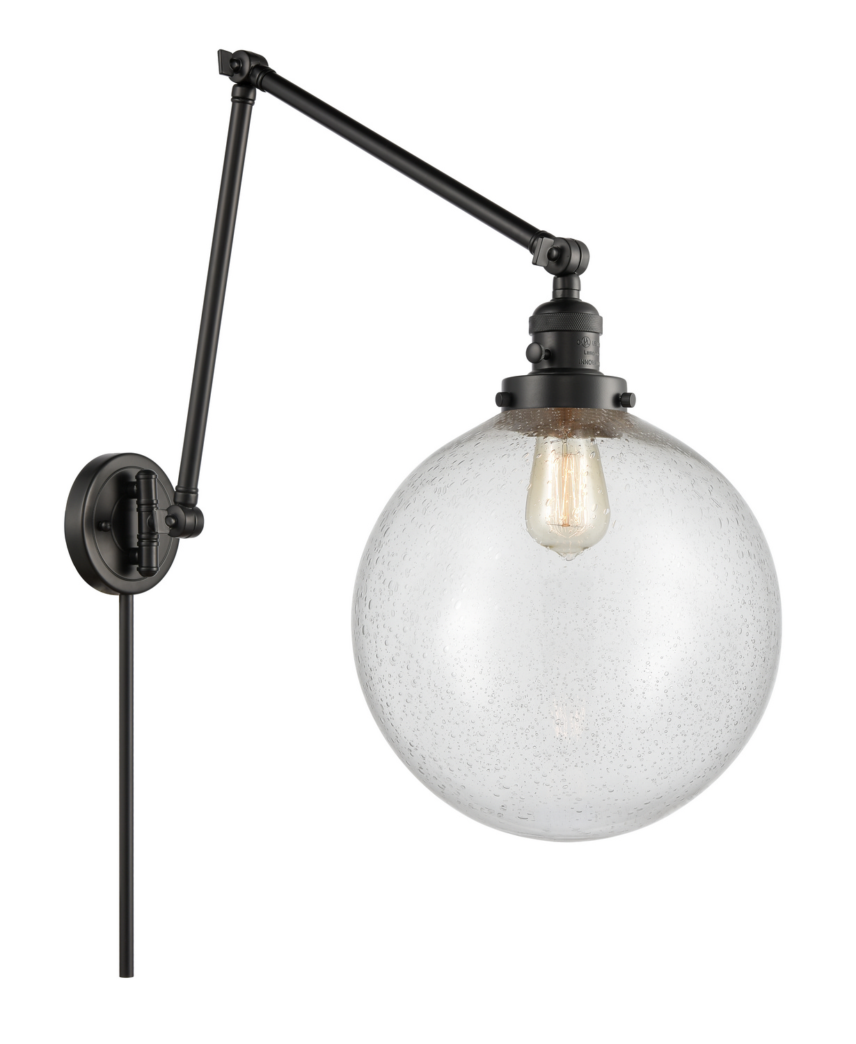 One Light Swing Arm by Innovations - Franklin Restoration Collection, Matte Black Finish - 238-BK-G204-12