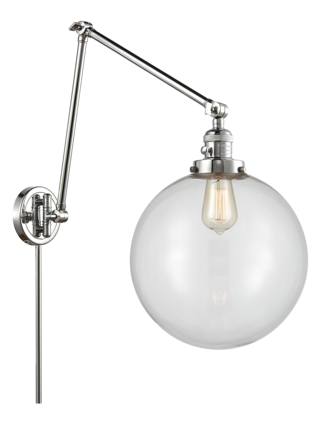 One Light Swing Arm by Innovations - Franklin Restoration Collection, Polished Chrome Finish - 238-PC-G202-12