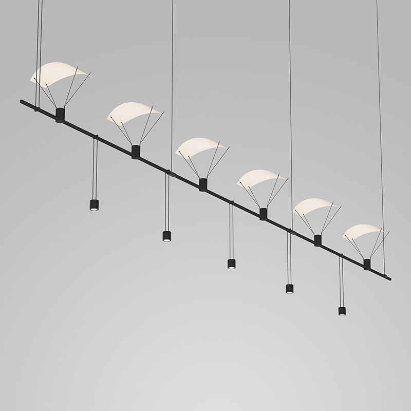 Sonneman Suspenders Six Light Pendant in Satin Black - SLS0161