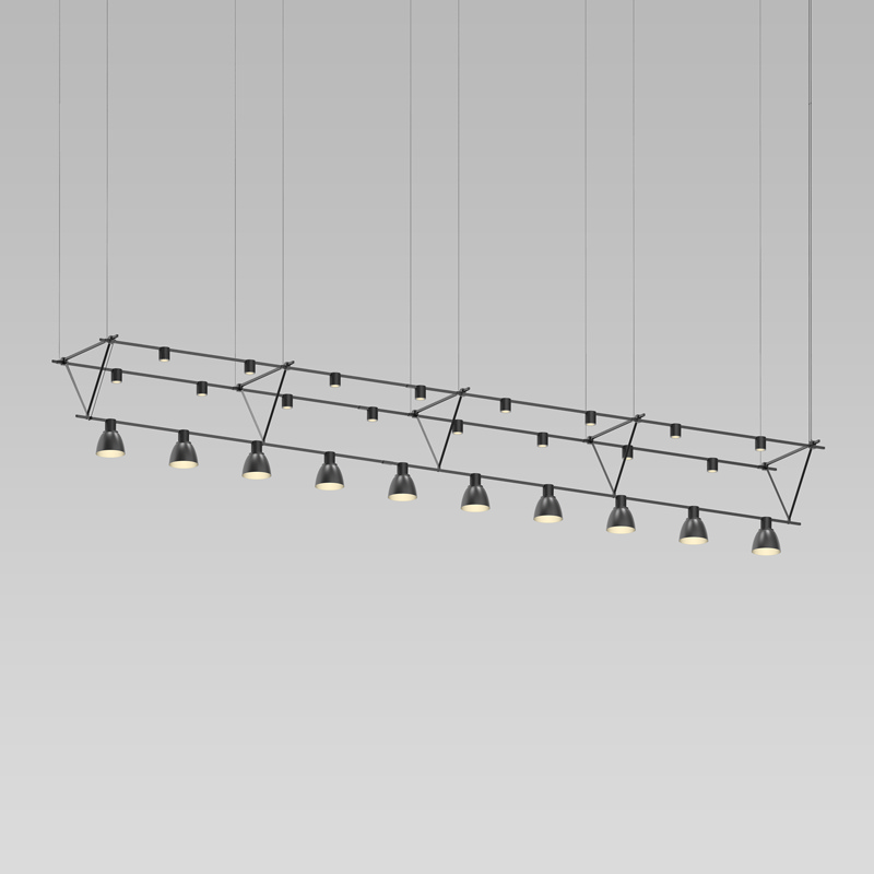 Sonneman Suspenders Ten Light Pendant in Satin Black - SLS1144