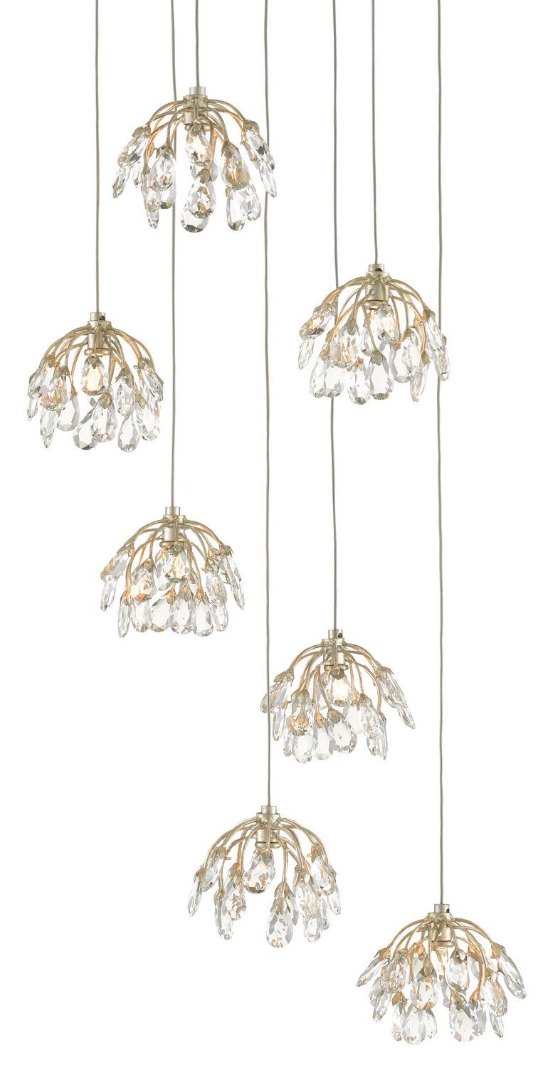 Photos - Chandelier / Lamp Currey & Company Crystal Contemporary Silver Leaf Pendant from the Crystal Collection 9000-0669