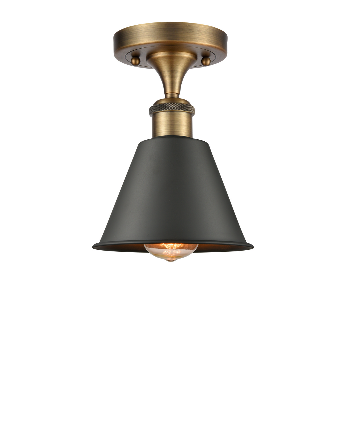 One Light Semi-Flush Mount by Innovations - Ballston Collection, Brushed Brass Finish - 516-1C-BB-M8