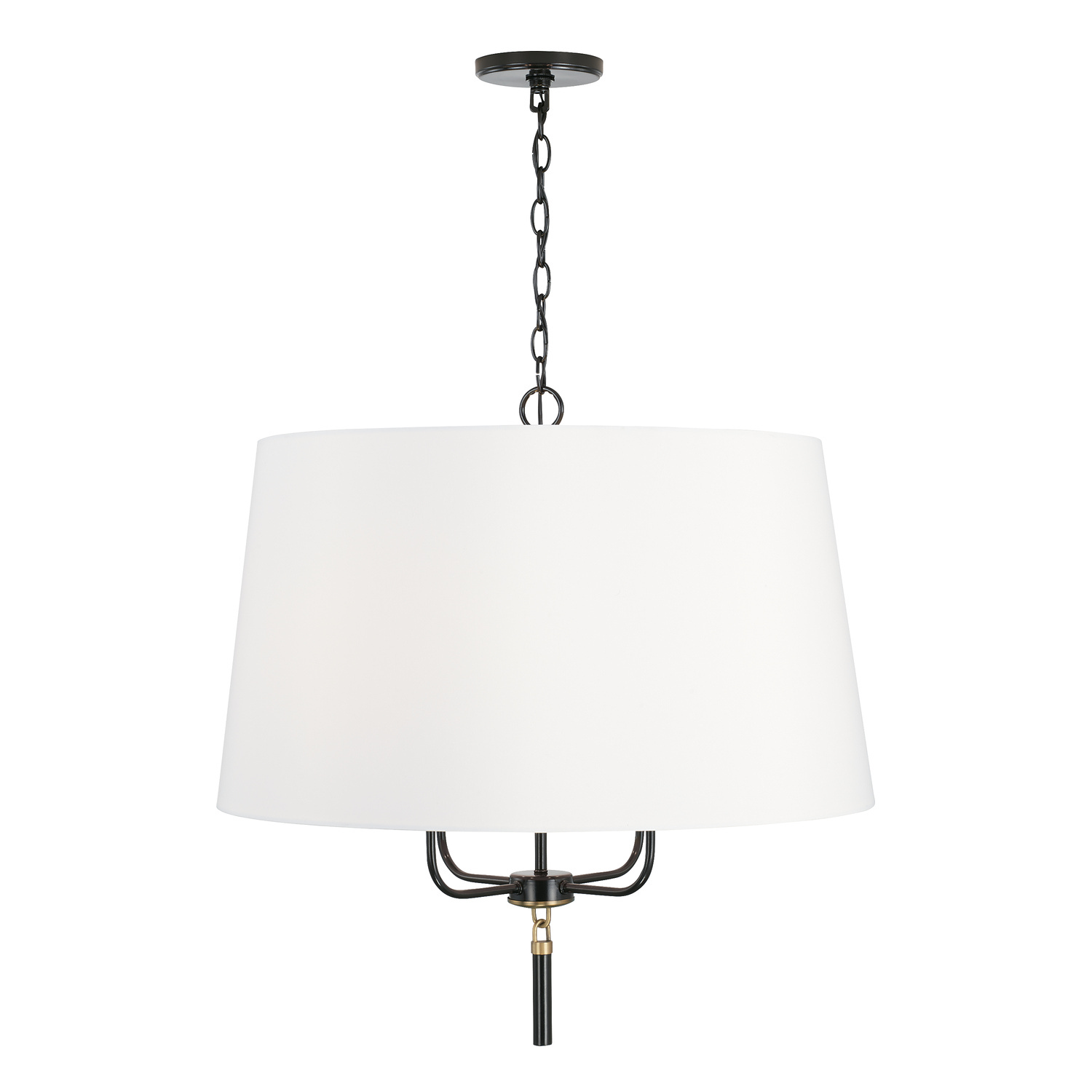 Capital Lighting Beckham Four Light Pendant in Glossy Black and Aged Brass - 341941YA