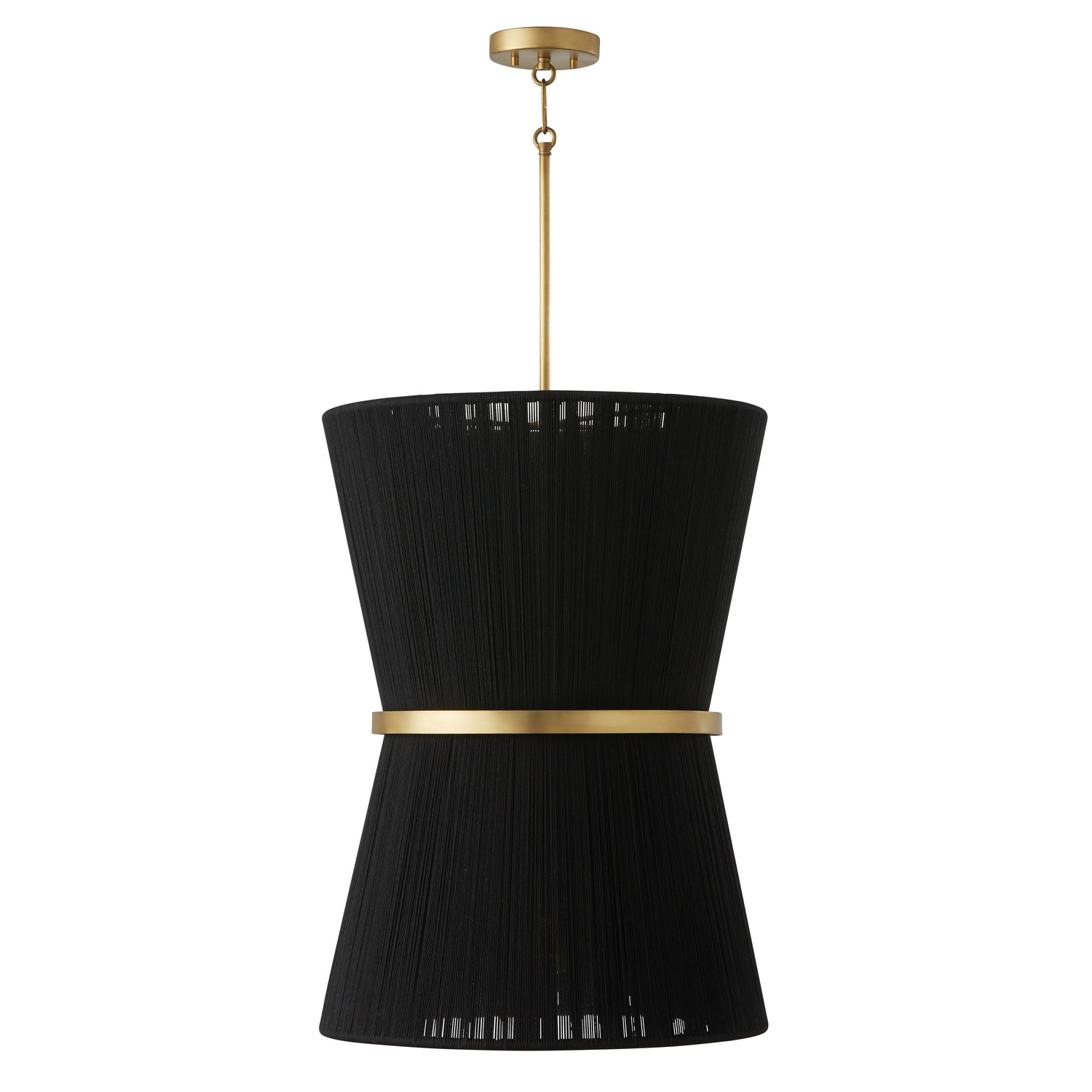 Capital Lighting Cecilia Six Light Foyer Pendant in Black Rope and Patinaed Brass - 541261KP