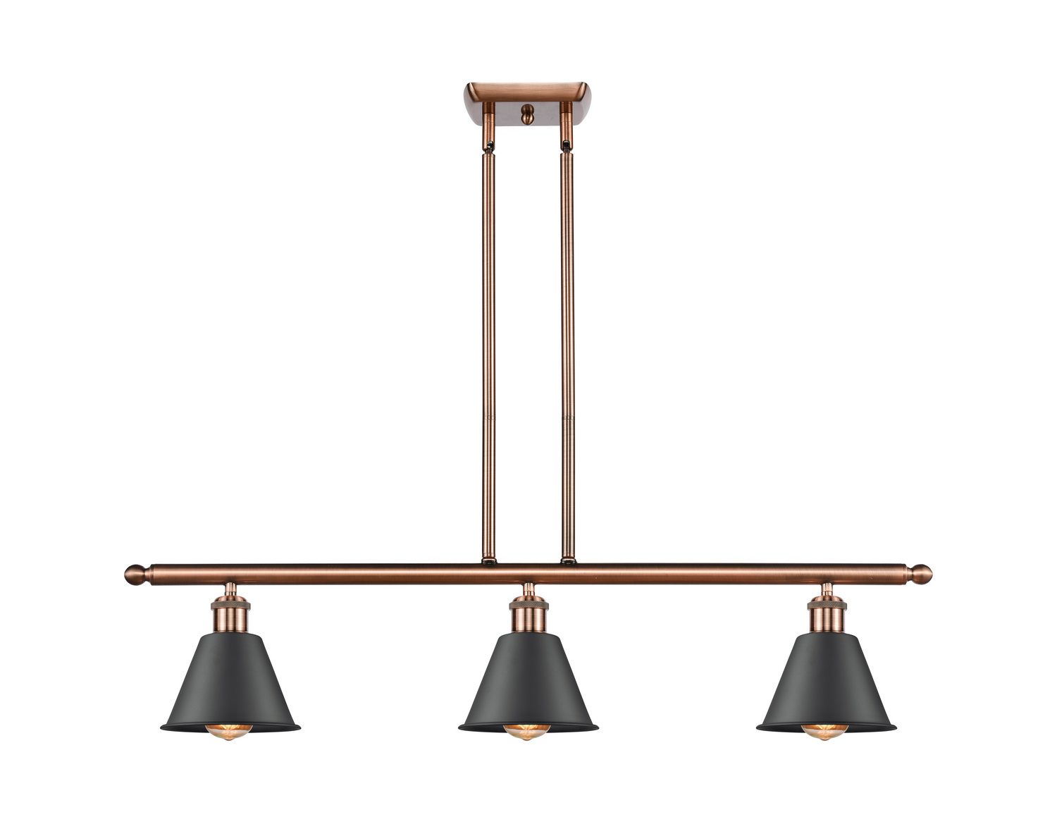 Three Light Island Pendant by Innovations - Ballston Collection, Antique Copper Finish - 516-3I-AC-M8