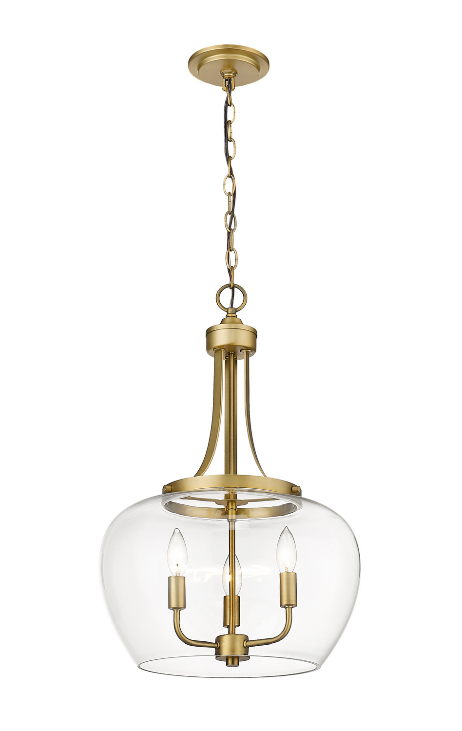 Three Light Pendant by Z-Lite - Joliet Collection, Olde Brass Finish - 473P16-OBR