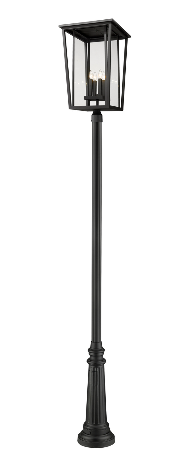 Four Light Outdoor Post Mounted Fixture by Z-Lite - Seoul Collection, Black Finish - 571PHXXLR-511P-BK