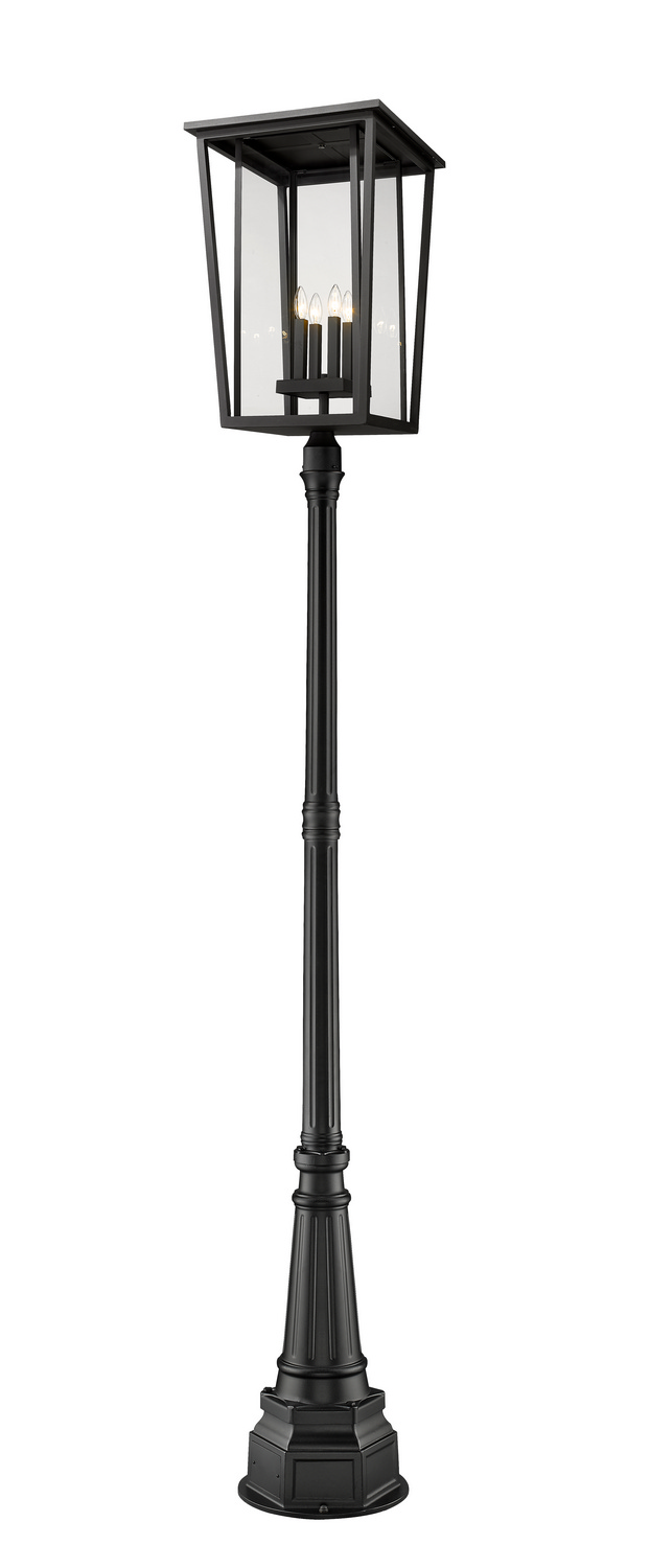 Four Light Outdoor Post Mounted Fixture by Z-Lite - Seoul Collection, Black Finish - 571PHXXLR-564P-BK
