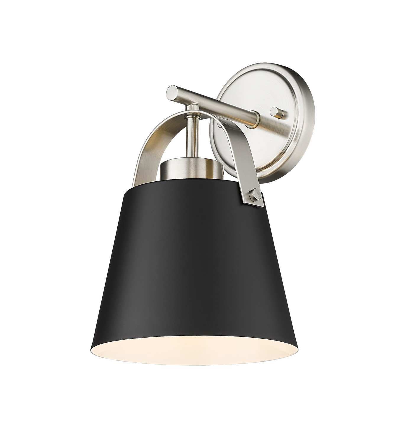 One Light Wall Sconce by Z-Lite - Z-Studio Collection, Matte Black + Brushed Nickel Finish - 726-1S-MB+BN