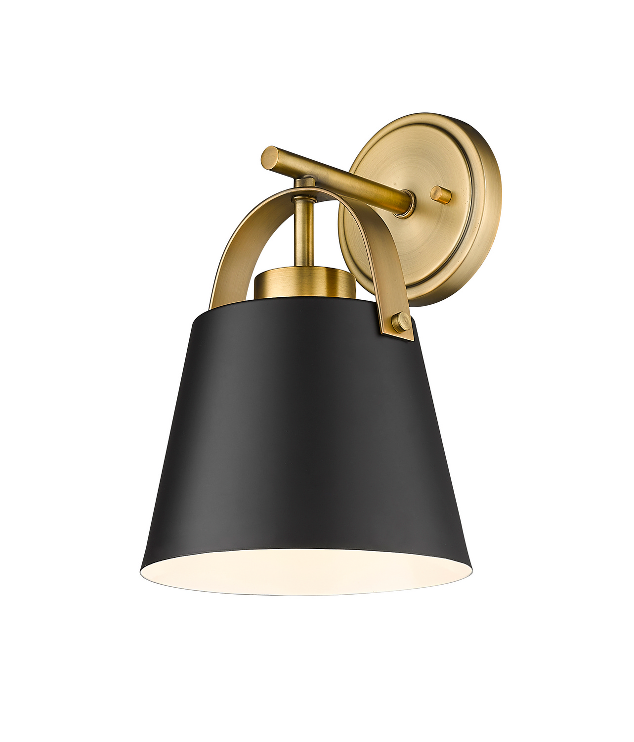 One Light Wall Sconce by Z-Lite - Z-Studio Collection, Matte Black + Heritage Brass Finish - 726-1S-MB+HBR