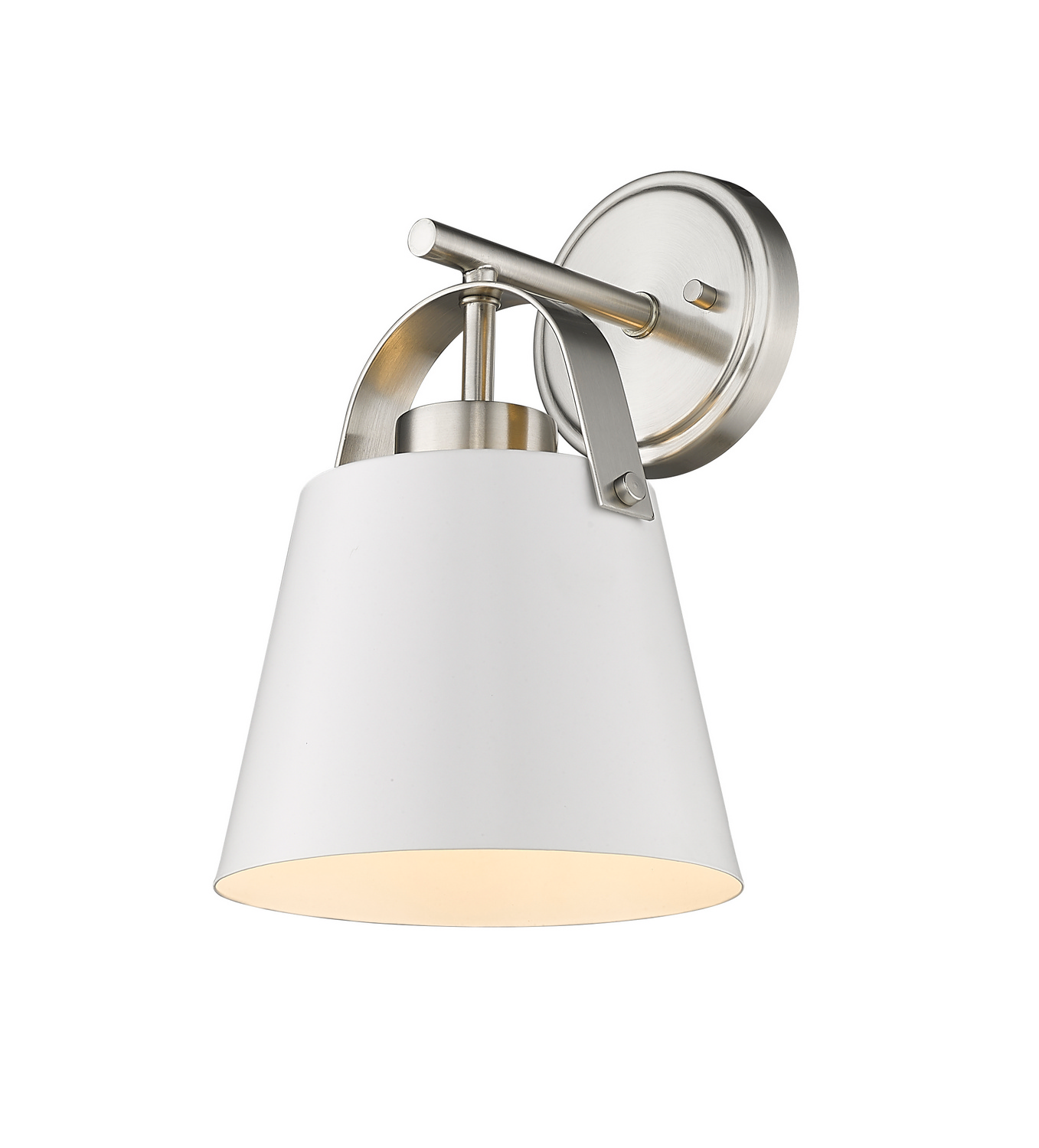 One Light Wall Sconce by Z-Lite - Z-Studio Collection, Matte White + Brushed Nickel Finish - 726-1S-MW+BN