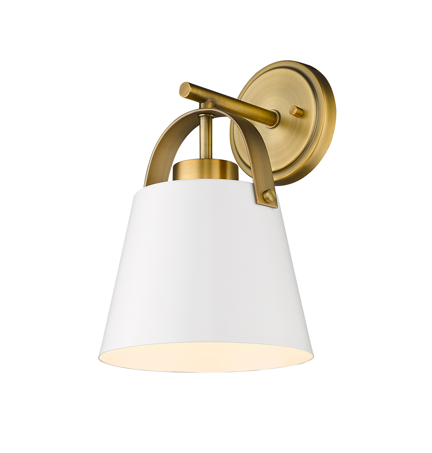 One Light Wall Sconce by Z-Lite - Z-Studio Collection, Matte White + Heritage Brass Finish - 726-1S-MW+HBR