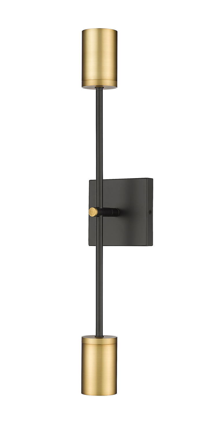 Two Light Wall Sconce by Z-Lite - Calumet Collection, Matte Black + Olde Brass Finish - 814-2S-MB-OBR