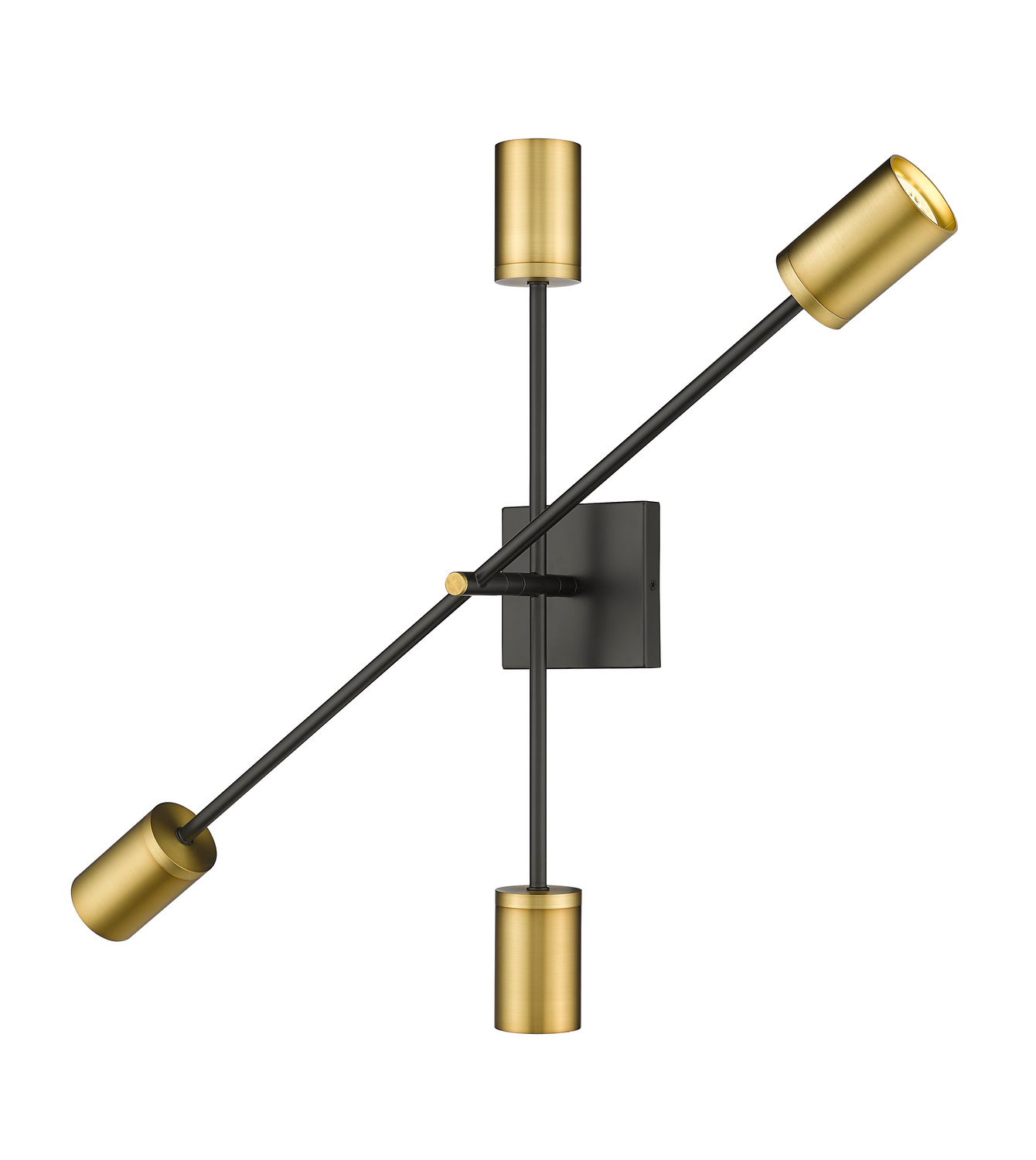 Four Light Wall Sconce by Z-Lite - Calumet Collection, Matte Black + Olde Brass Finish - 814-4S-MB-OBR
