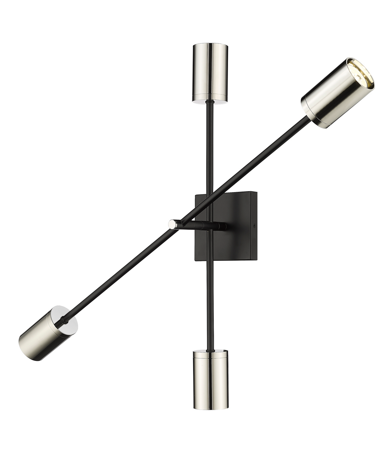 Four Light Wall Sconce by Z-Lite - Calumet Collection, Matte Black + Polished Nickel Finish - 814-4S-MB-PN
