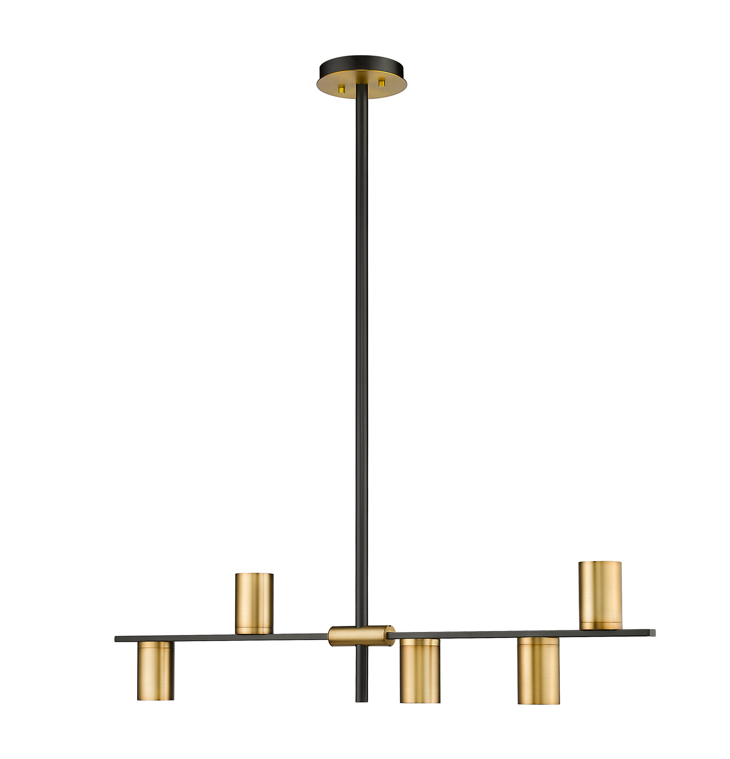 Five Light Linear Chandelier by Z-Lite - Calumet Collection, Matte Black + Olde Brass Finish - 814-5L-MB-OBR