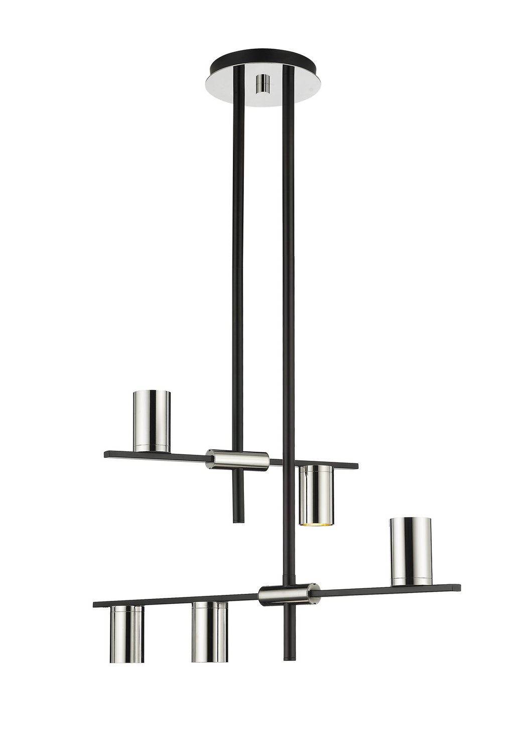 Five Light Chandelier by Z-Lite - Calumet Collection, Matte Black + Polished Nickel Finish - 814-5MB-PN