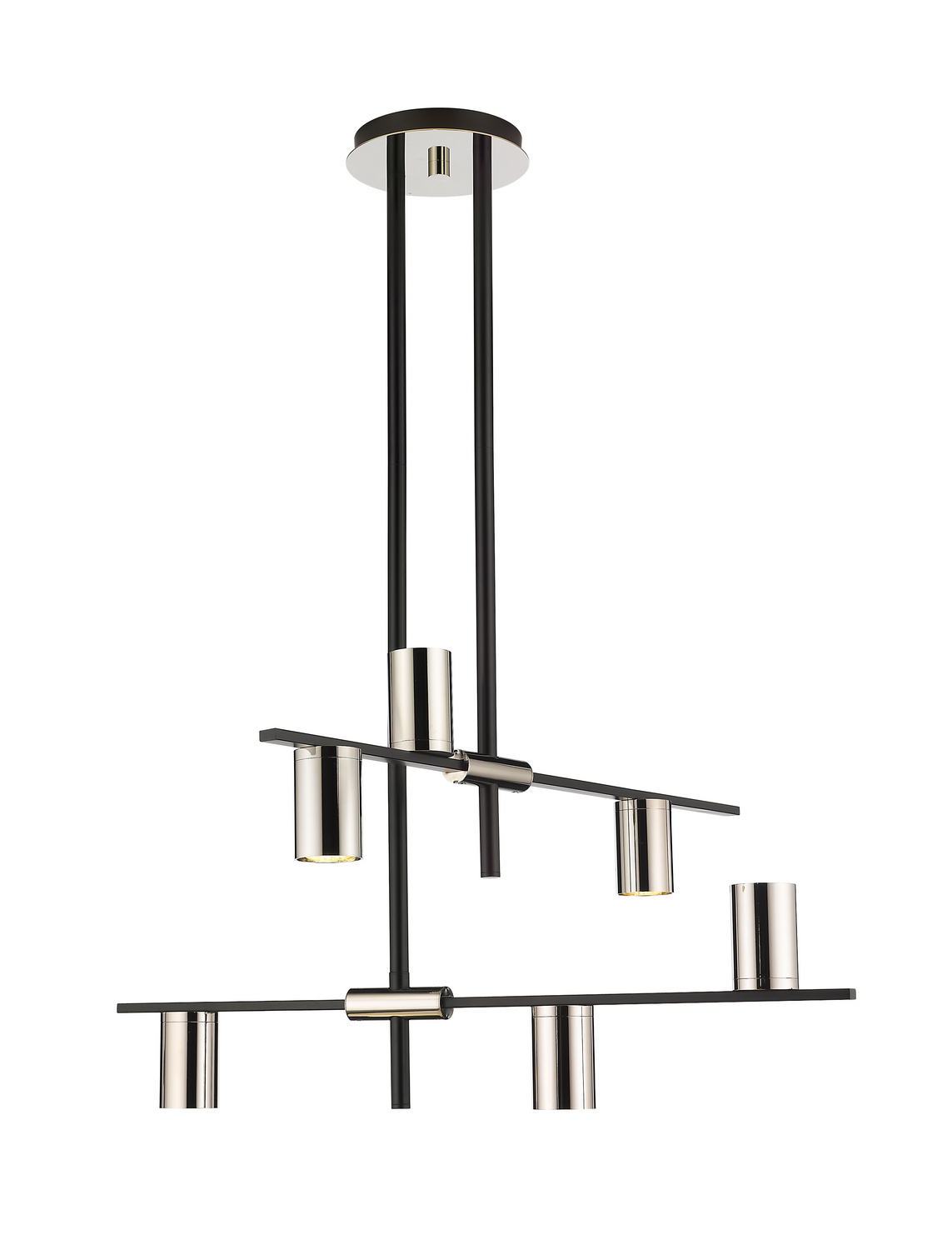 Six Light Chandelier by Z-Lite - Calumet Collection, Matte Black + Polished Nickel Finish - 814-6MB-PN
