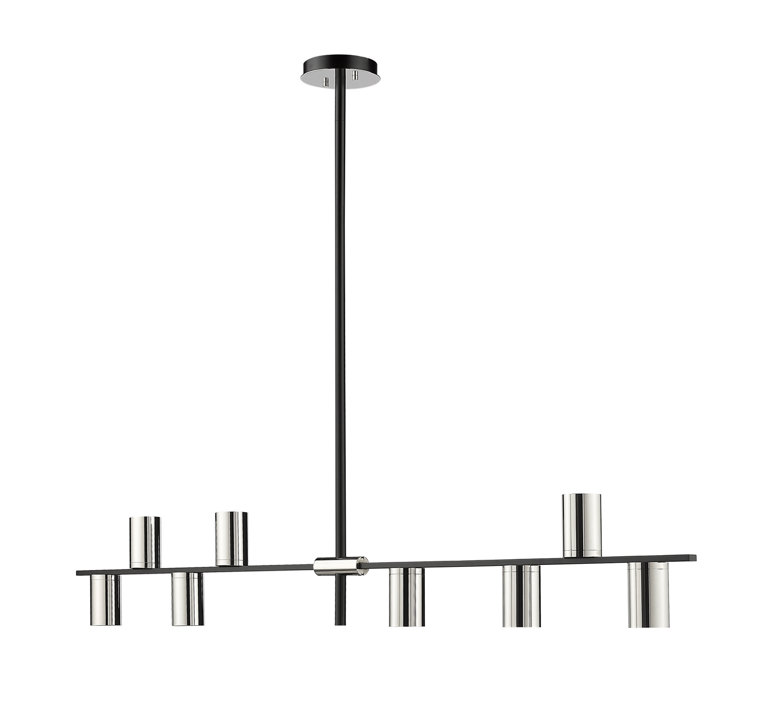 Eight Light Linear Chandelier by Z-Lite - Calumet Collection, Matte Black + Polished Nickel Finish - 814-8L-MB-PN
