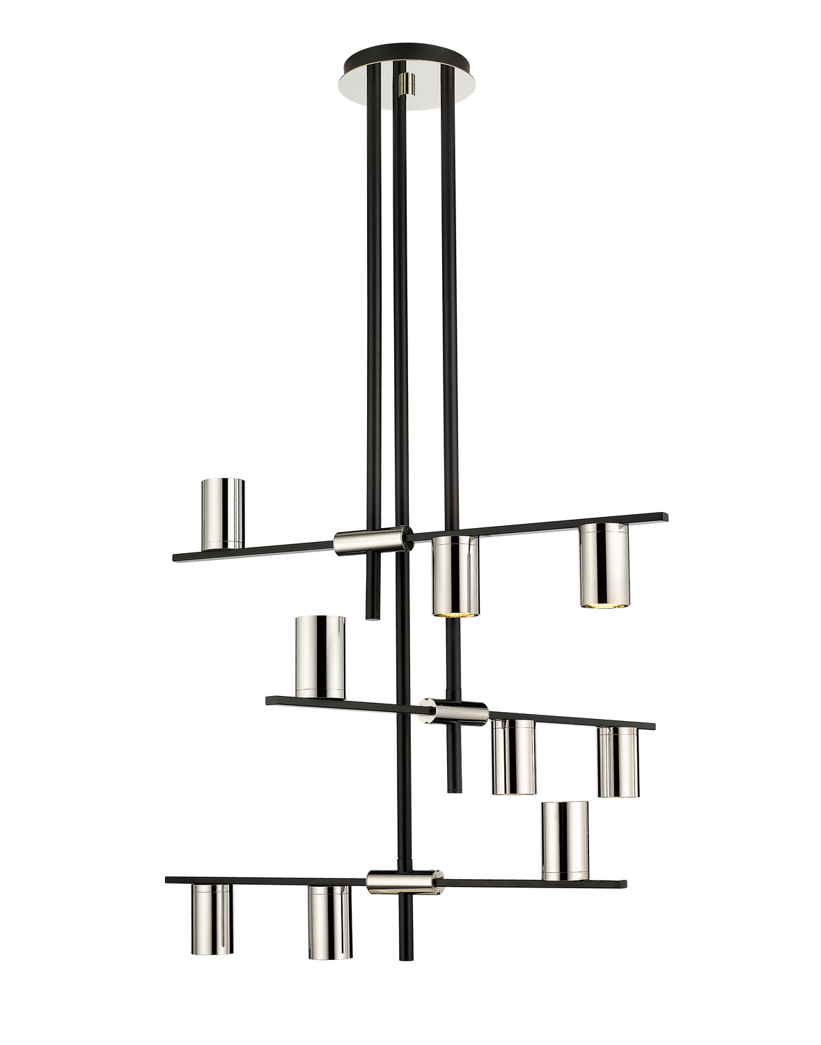 Nine Light Chandelier by Z-Lite - Calumet Collection, Matte Black + Polished Nickel Finish - 814-9MB-PN