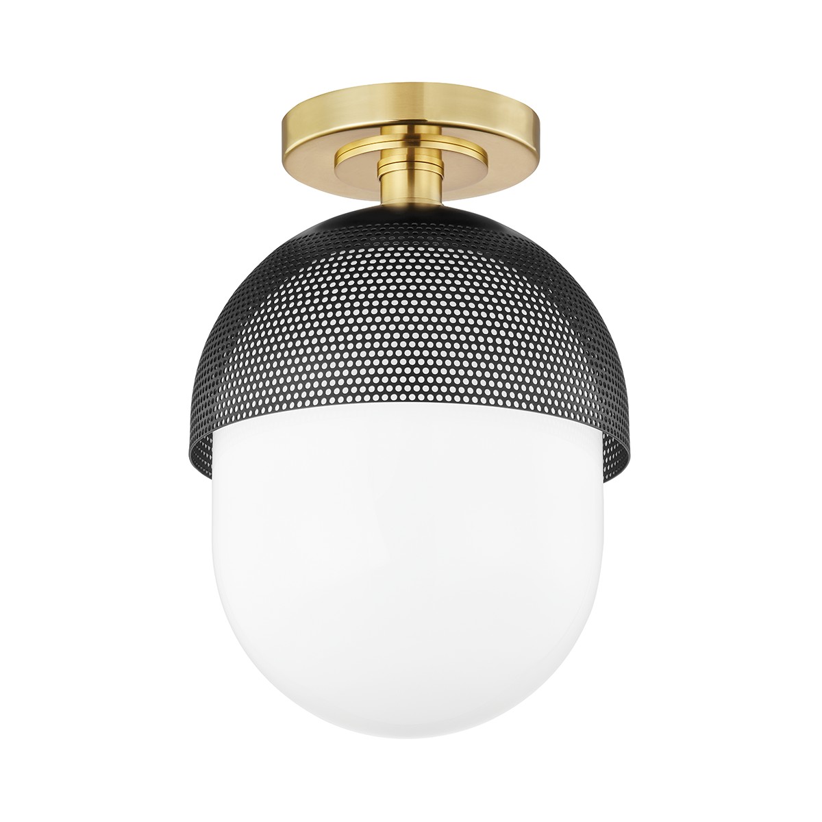 Hudson Valley Nyack One Light Semi Flush Mount in Aged Brass/Black - 6110-AGB/BK