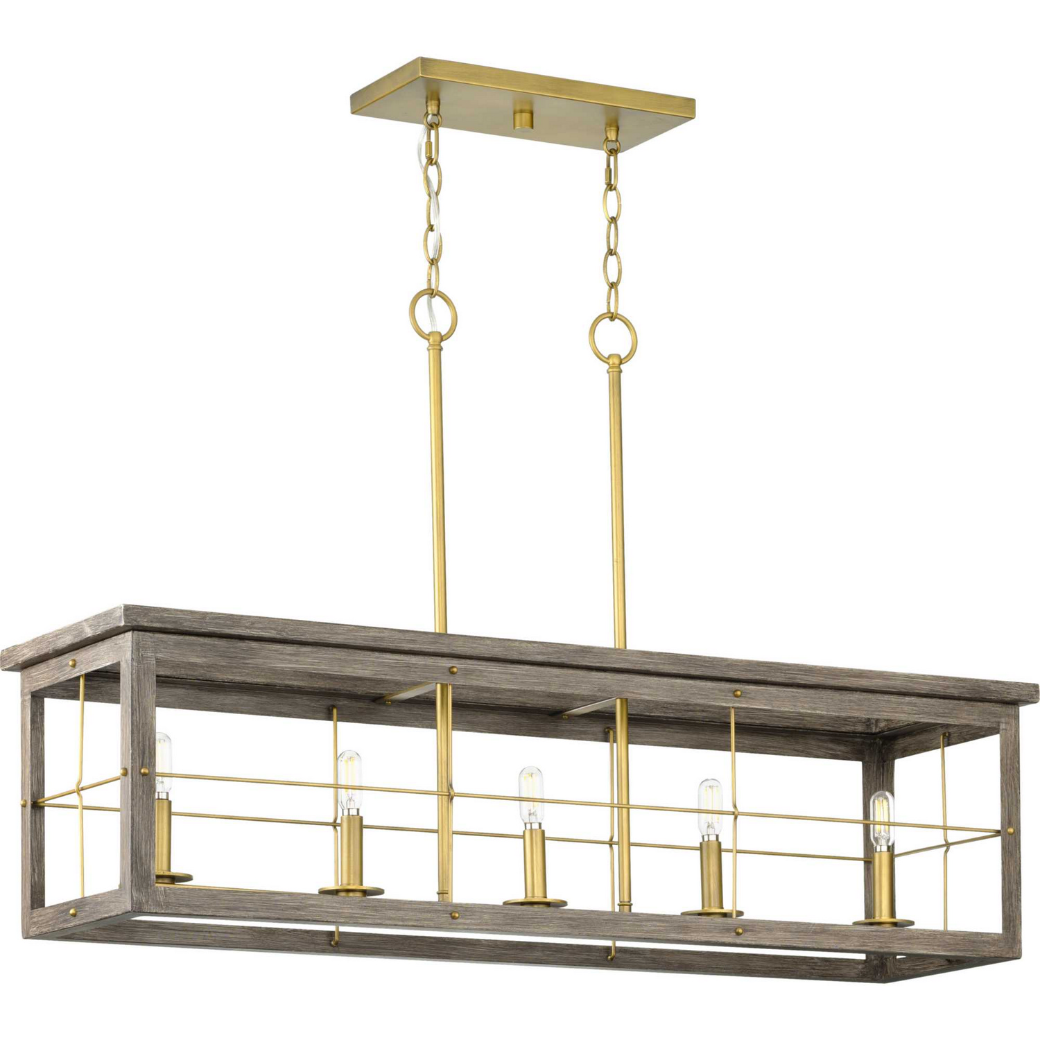 Photos - Chandelier / Lamp Progress Lighting Distressed Brass Five Light Island Pendant from the Hedgerow Collection P400254-175 