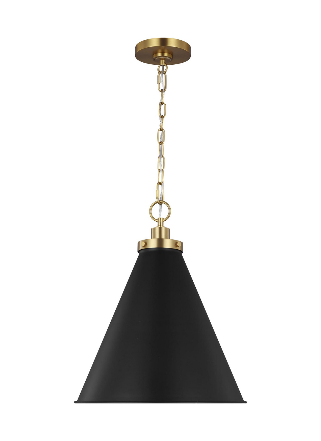 Visual Comfort Studio Wellfleet One Light Pendant in Midnight Black and Burnished Brass - CP1271MBKBBS