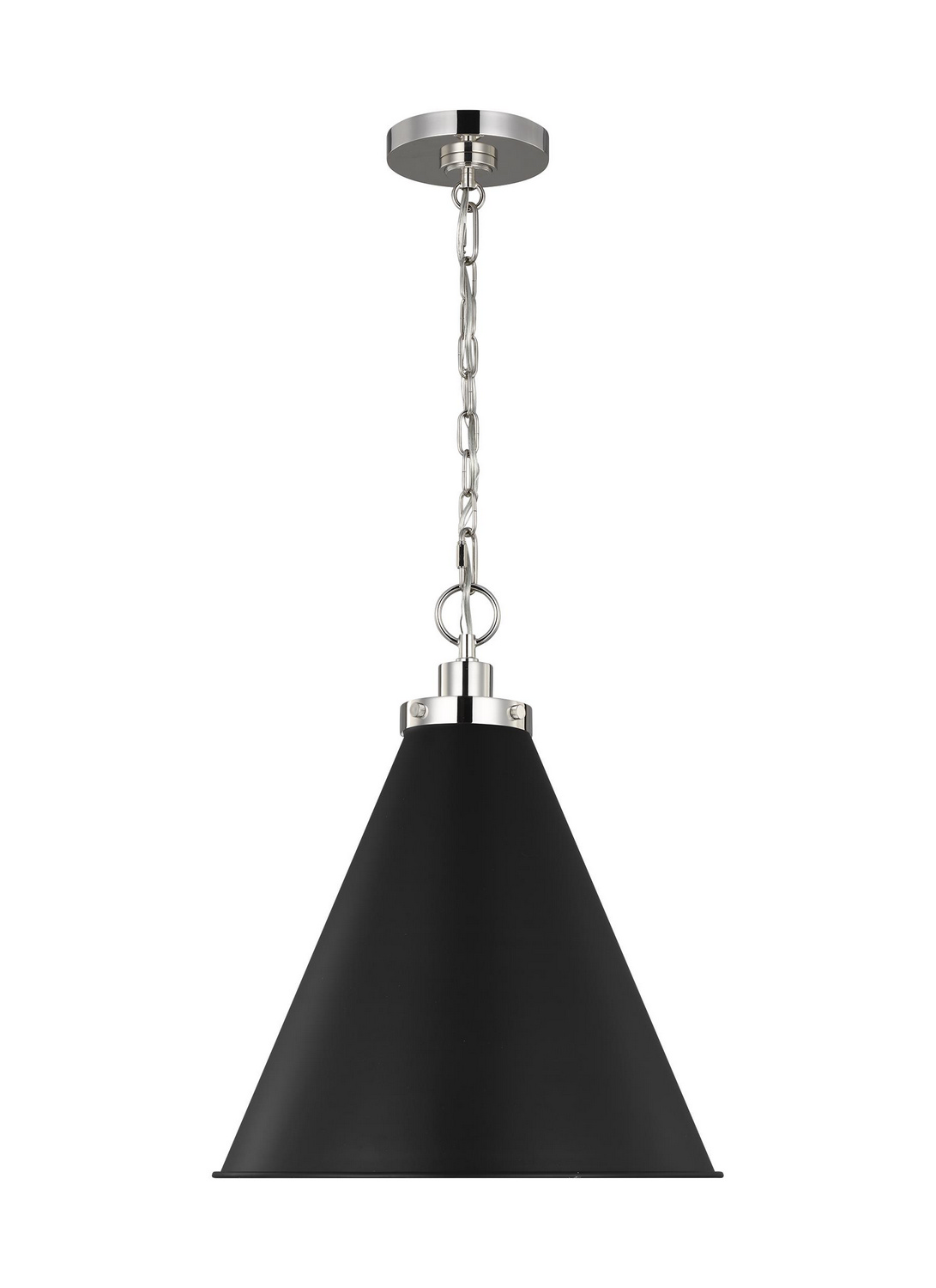 Visual Comfort Studio Wellfleet One Light Pendant in Midnight Black and Polished Nickel - CP1271MBKPN