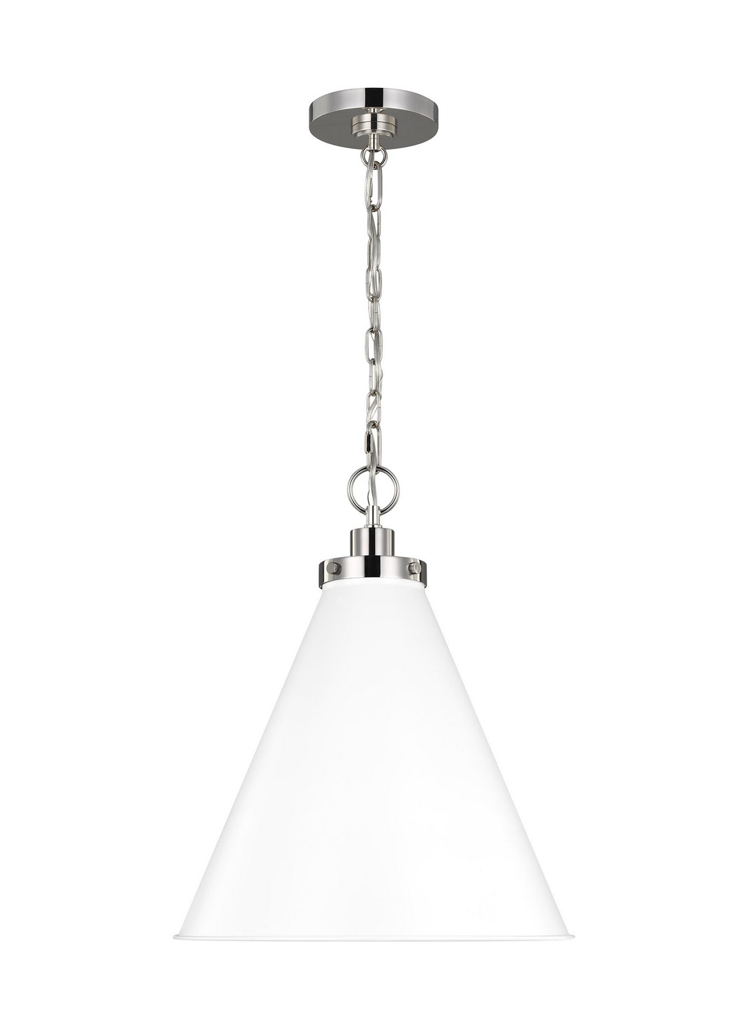 Visual Comfort Studio Wellfleet One Light Pendant in Matte White and Polished Nickel - CP1271MWTPN